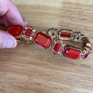 Stretch Bracelet Pink Yellow & Red-Orange